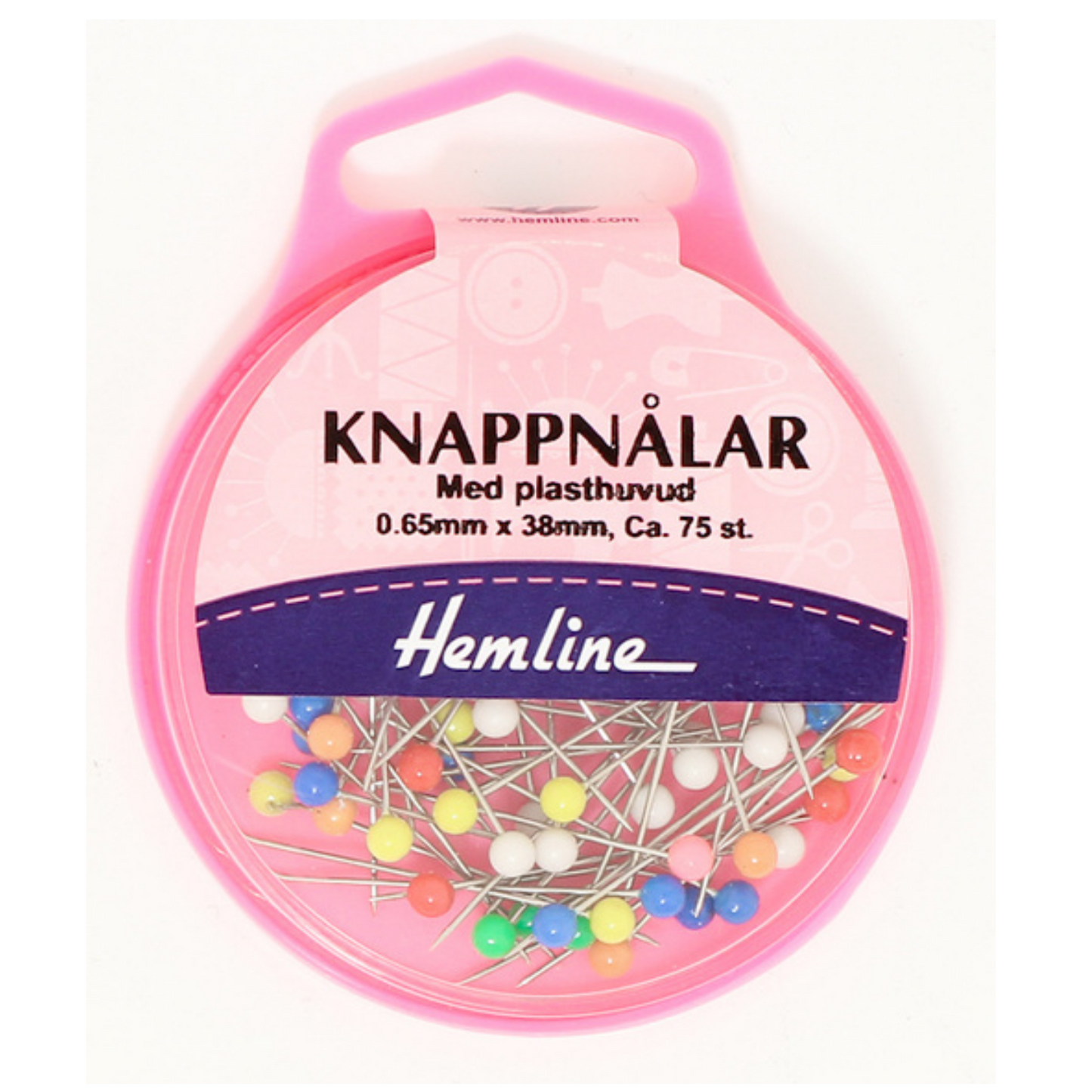 Knappnålar 38 MM x 0,65 med plasthuvud