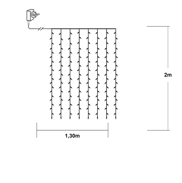 Ljusgardin golden warm white 1,3x2 m