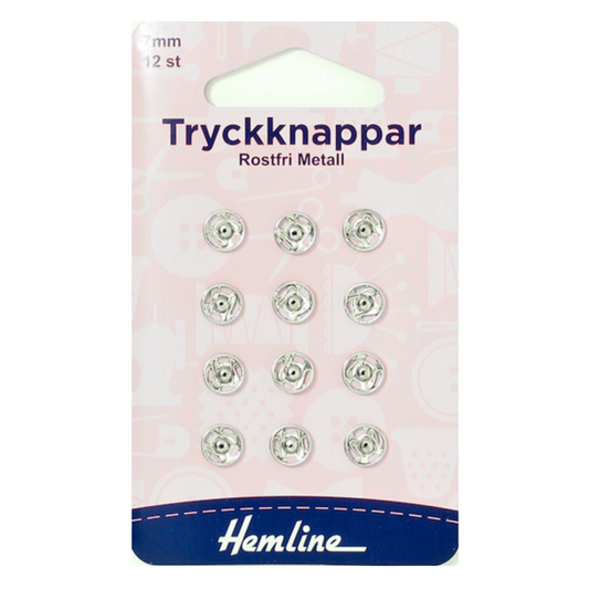Tryckknappar 7 mm Silver 12 st