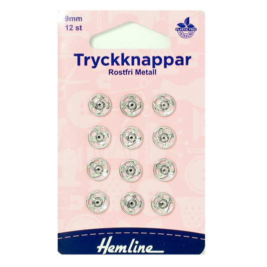 Tryckknappar 9 mm Silver 12 st