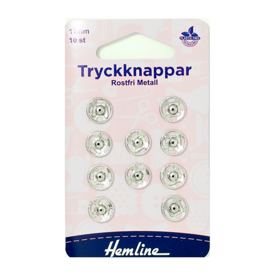 Tryckknappar 11 mm Silver 10 st